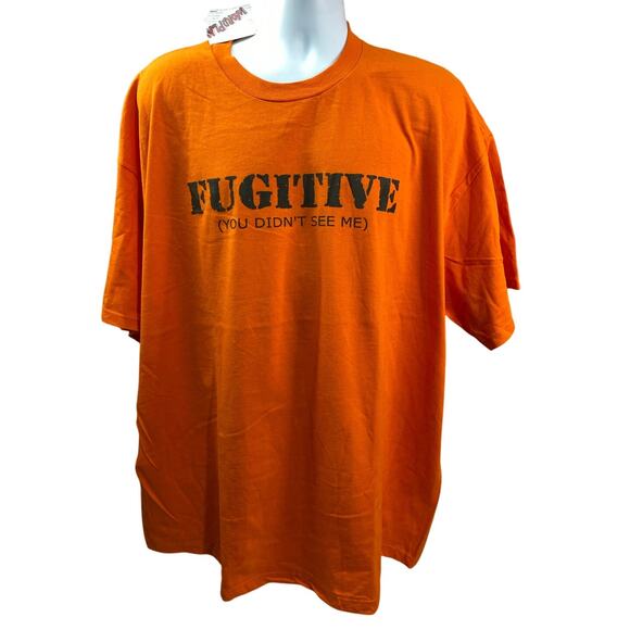 NWT Fugitive (You Never Saw Me) Funny Jail Break T-shirt Size 3XL Orange Cotton - Picture 1 of 8